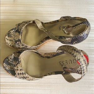 GUESS | Faux Snakeskin Wedges